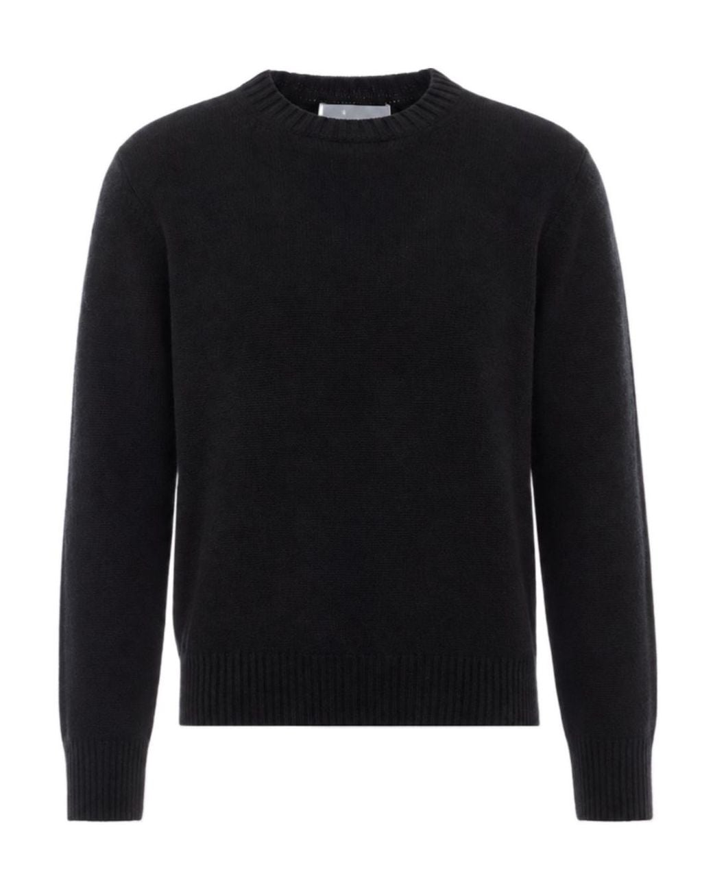 Soft Goat Black Crew-Neck Long-Sleeve Knit Top for men