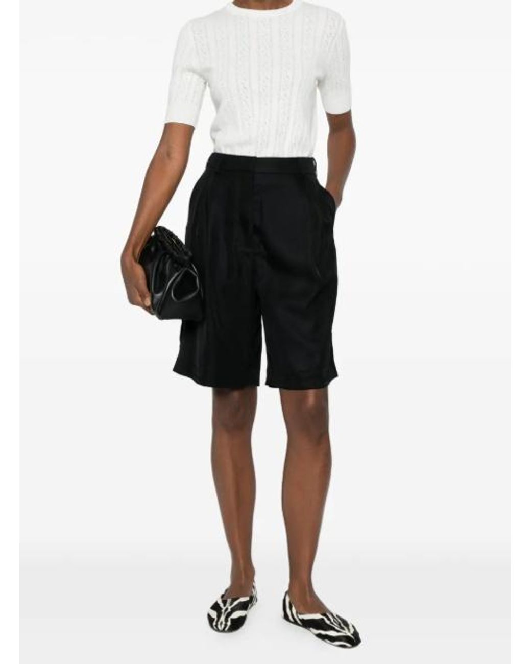 Frankie Shop Black Marfa Pleated Shorts