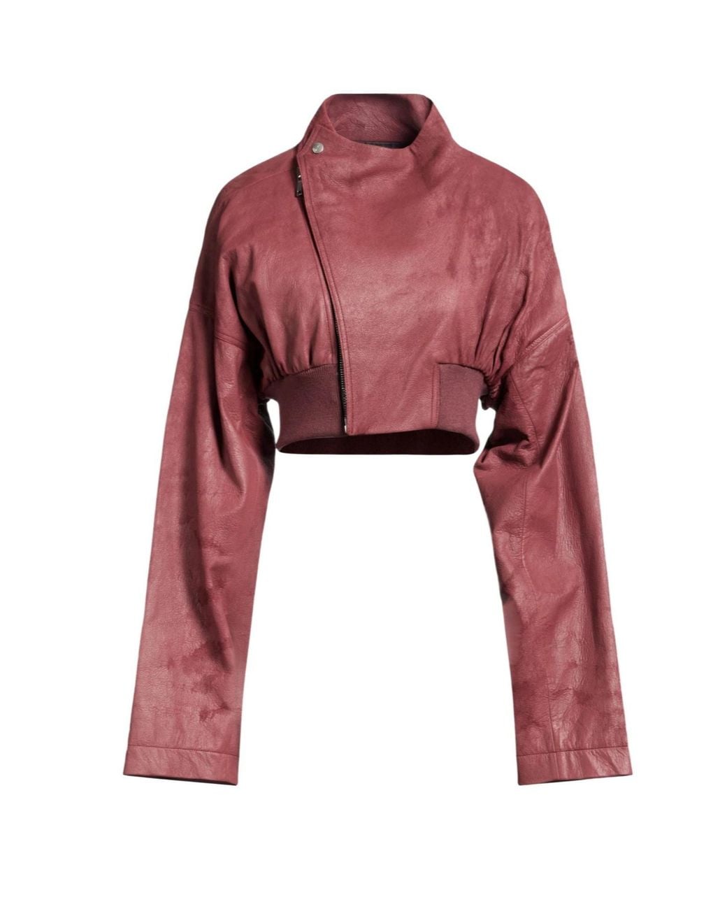 Rick Owens Short Solid-Colored Leather Jacket
