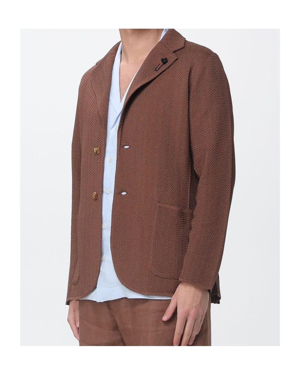 Lardini Brown Textured Two-Button Blazer for men