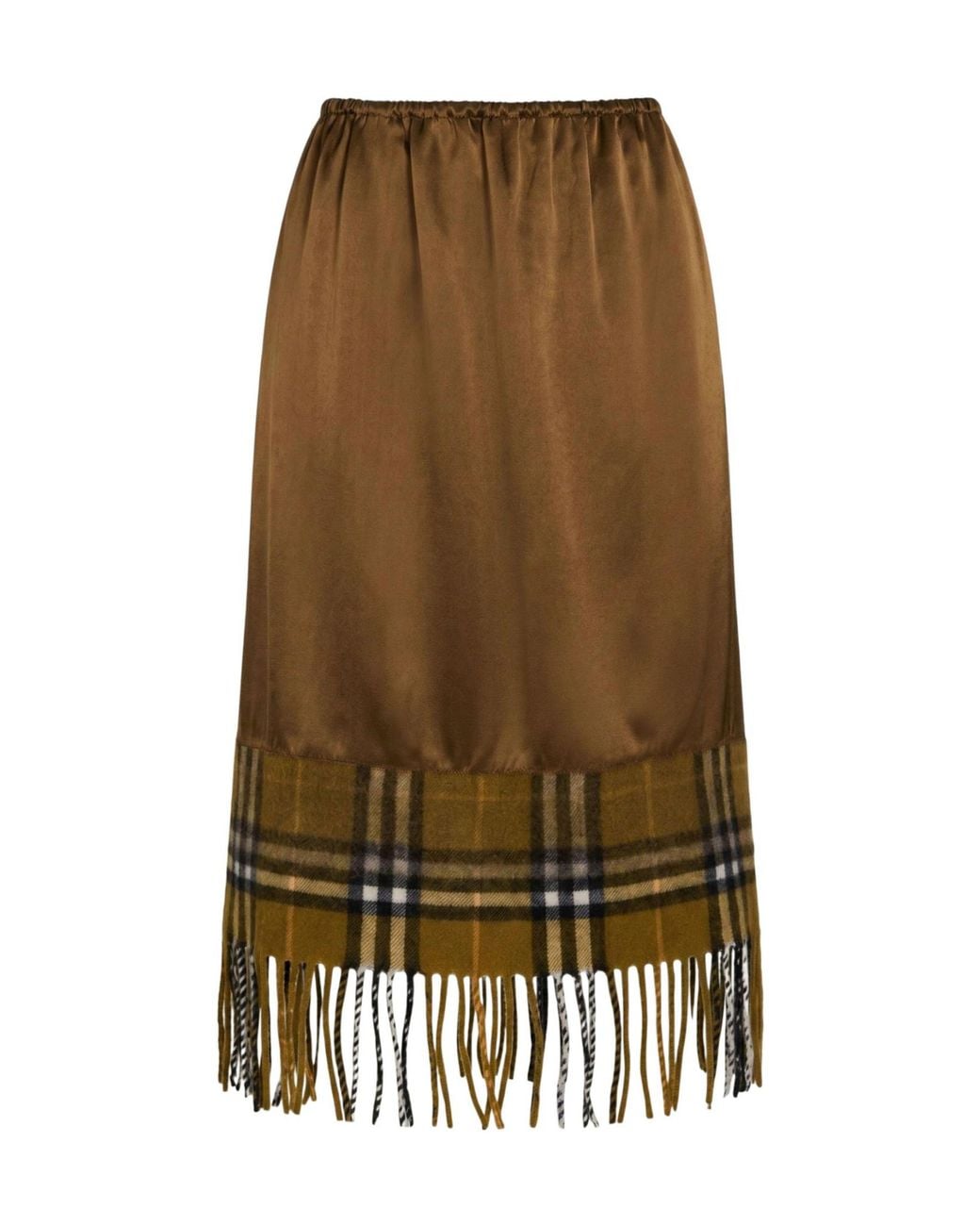 Burberry Natural Multicolored Satin Midi Skirt