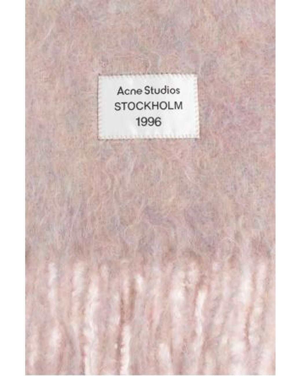 Acne Pink Logo Patch Fringed-Edge Scarf for men