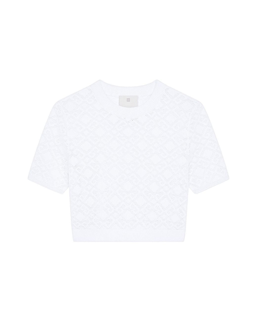 Givenchy White Monogram 72 Jacquard Short-Sleeve Knit Top
