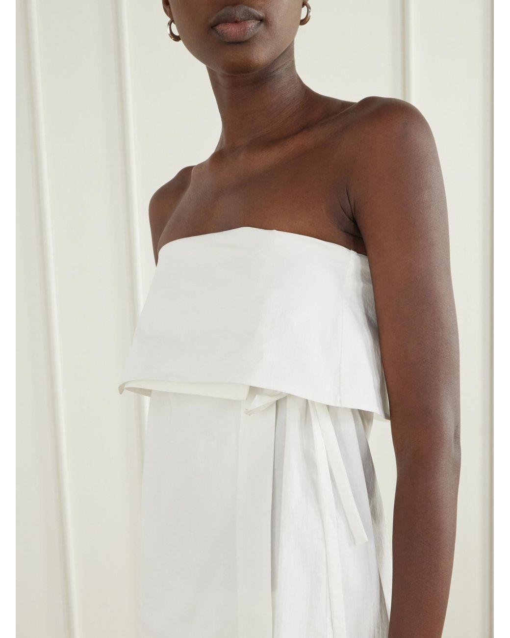 St. Agni White Cotton Strapless Top