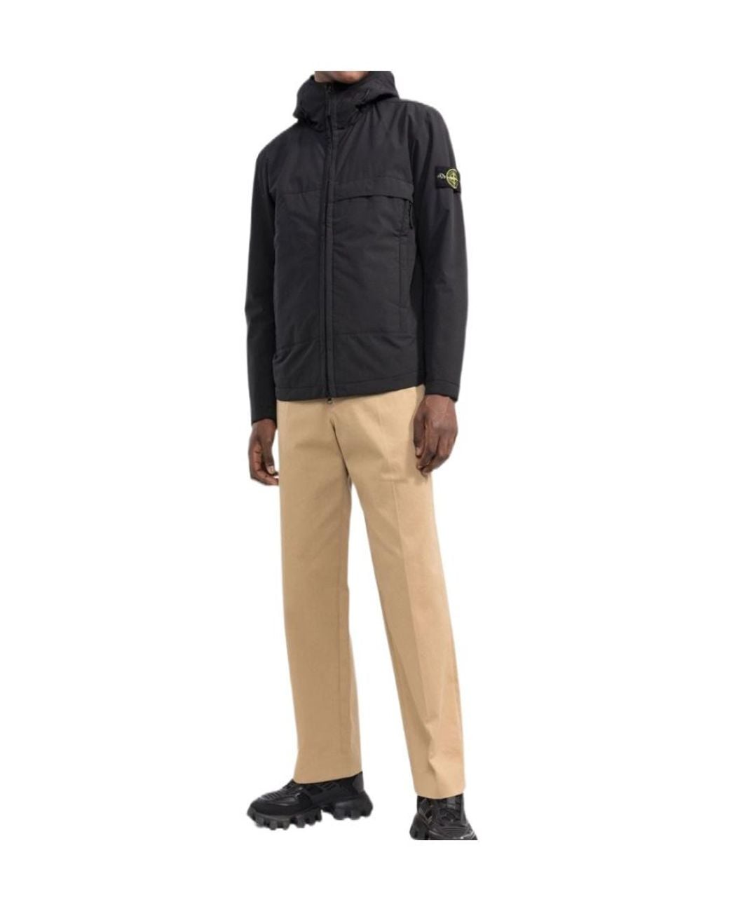 Stone Island Black Logo Hooded Jacket for men