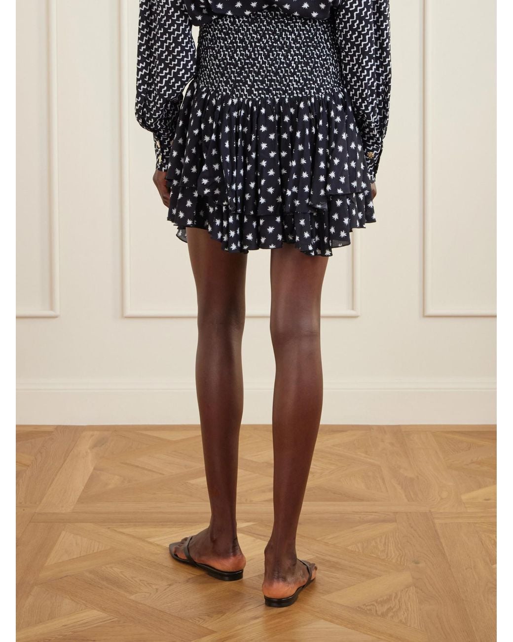 Donde Esteban Black Estrellitas Y Olas Ruffled Mini Skirt