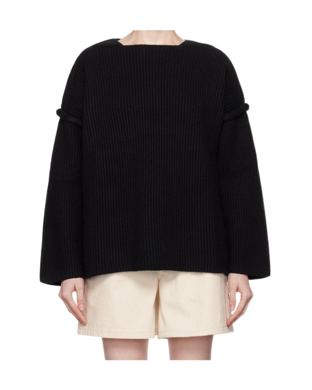 Jil Sander Black Drop Shoulder Crew-Neck Jumper