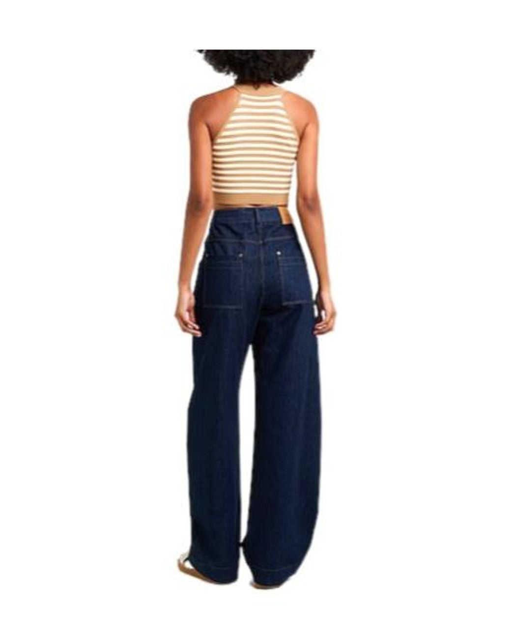 Max Mara Natural Striped Knit Sleeveless Top
