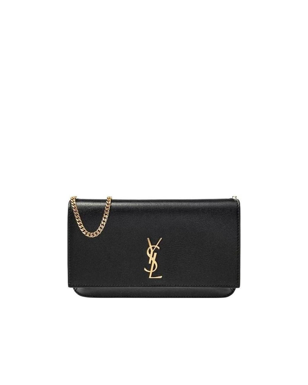 Saint Laurent Black Cassandre Foldover Top Shoulder Bag
