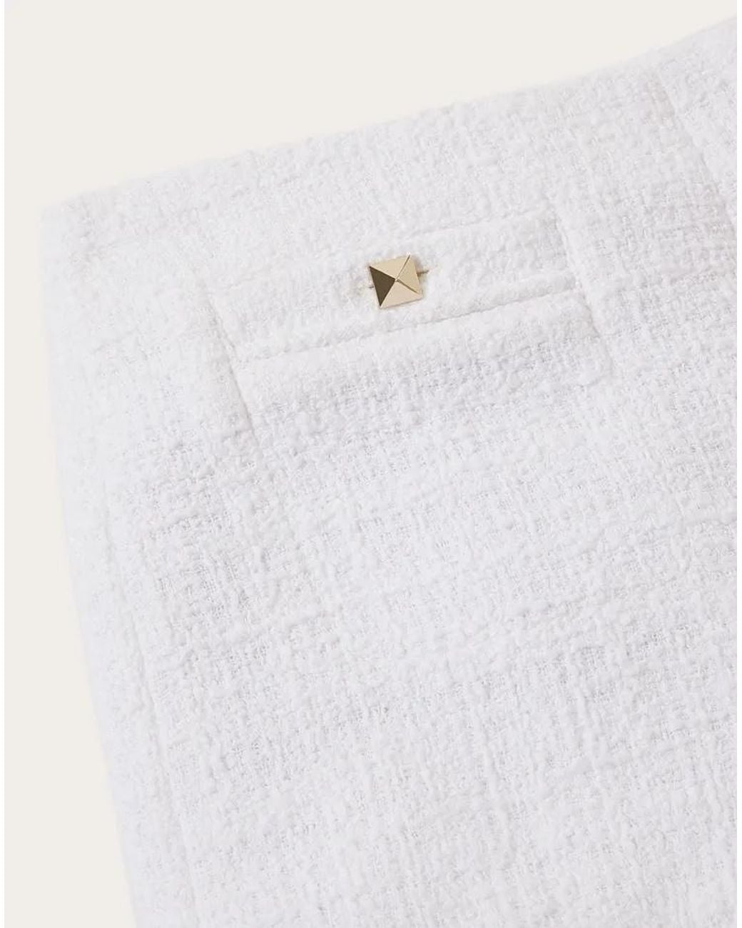 Valentino White Stud Detailed Tweed Shorts