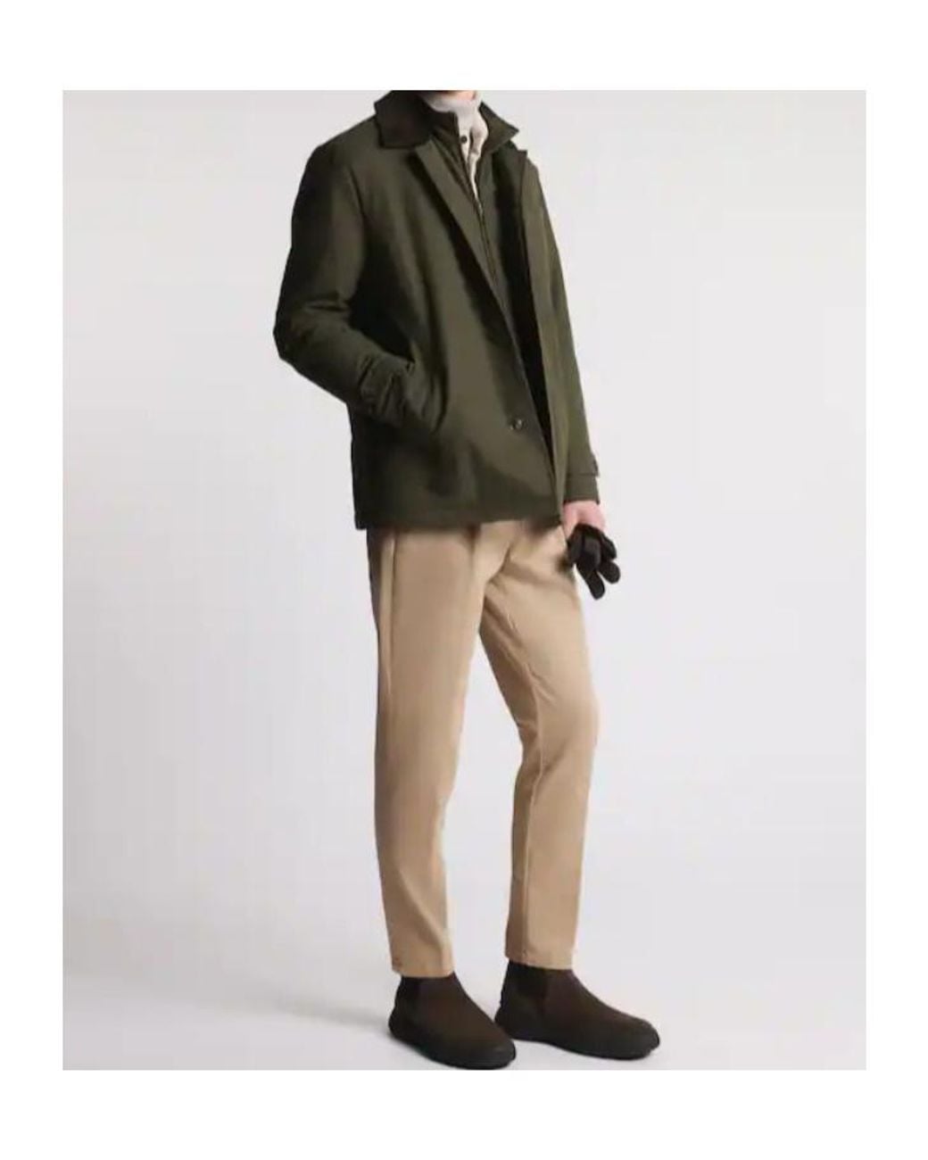 Fay Green Morning Raincoat With Velvet Collar for men