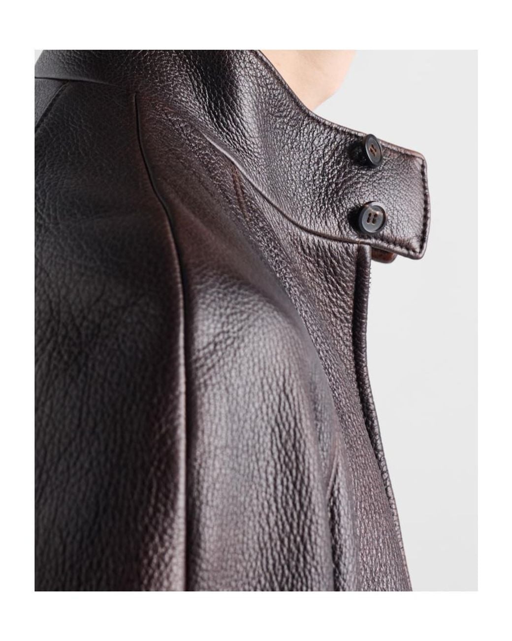 Prada Brown Leather Bomber Jacket for men