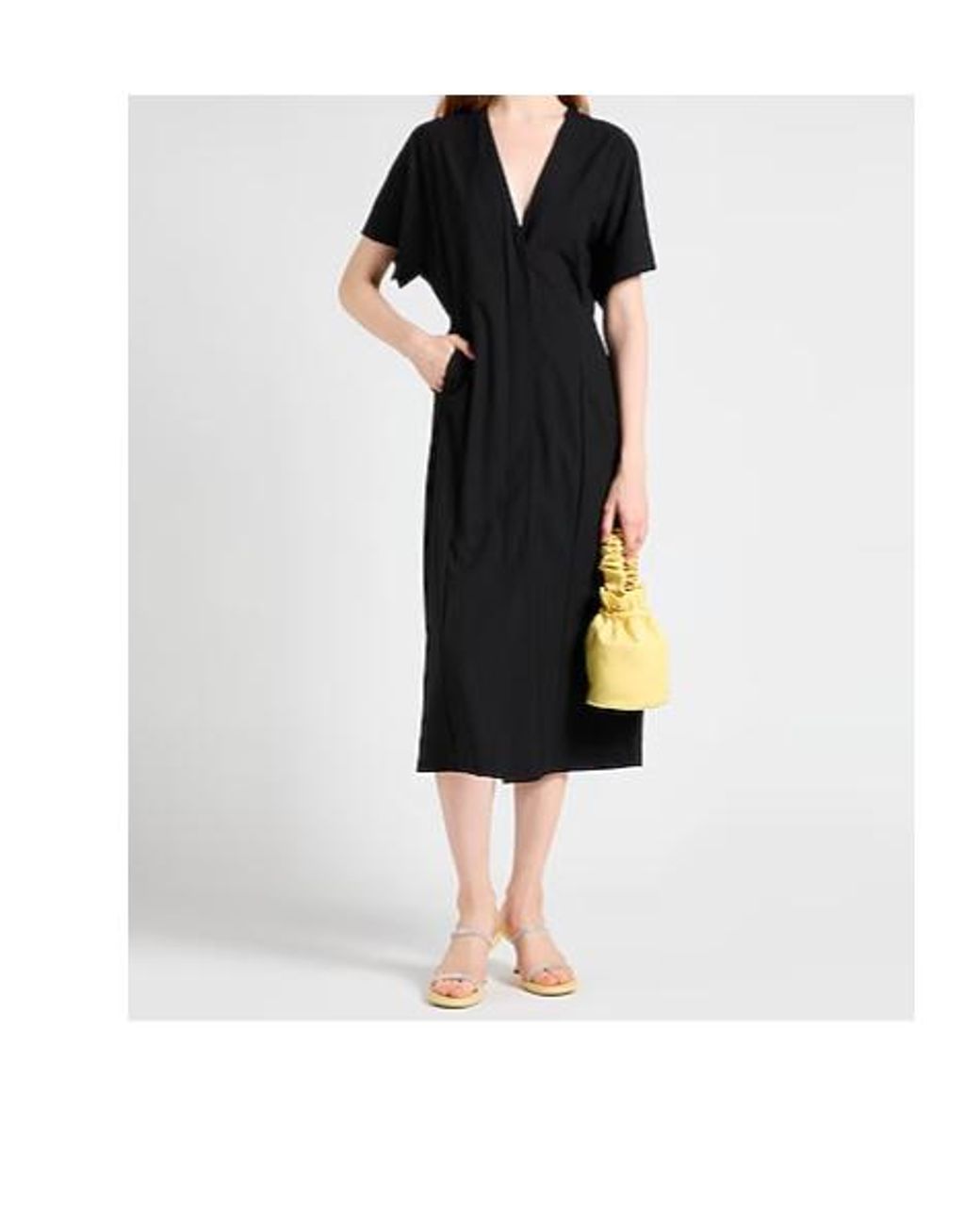 Ganni Black Viscose-Blend Midi Shirt Dress