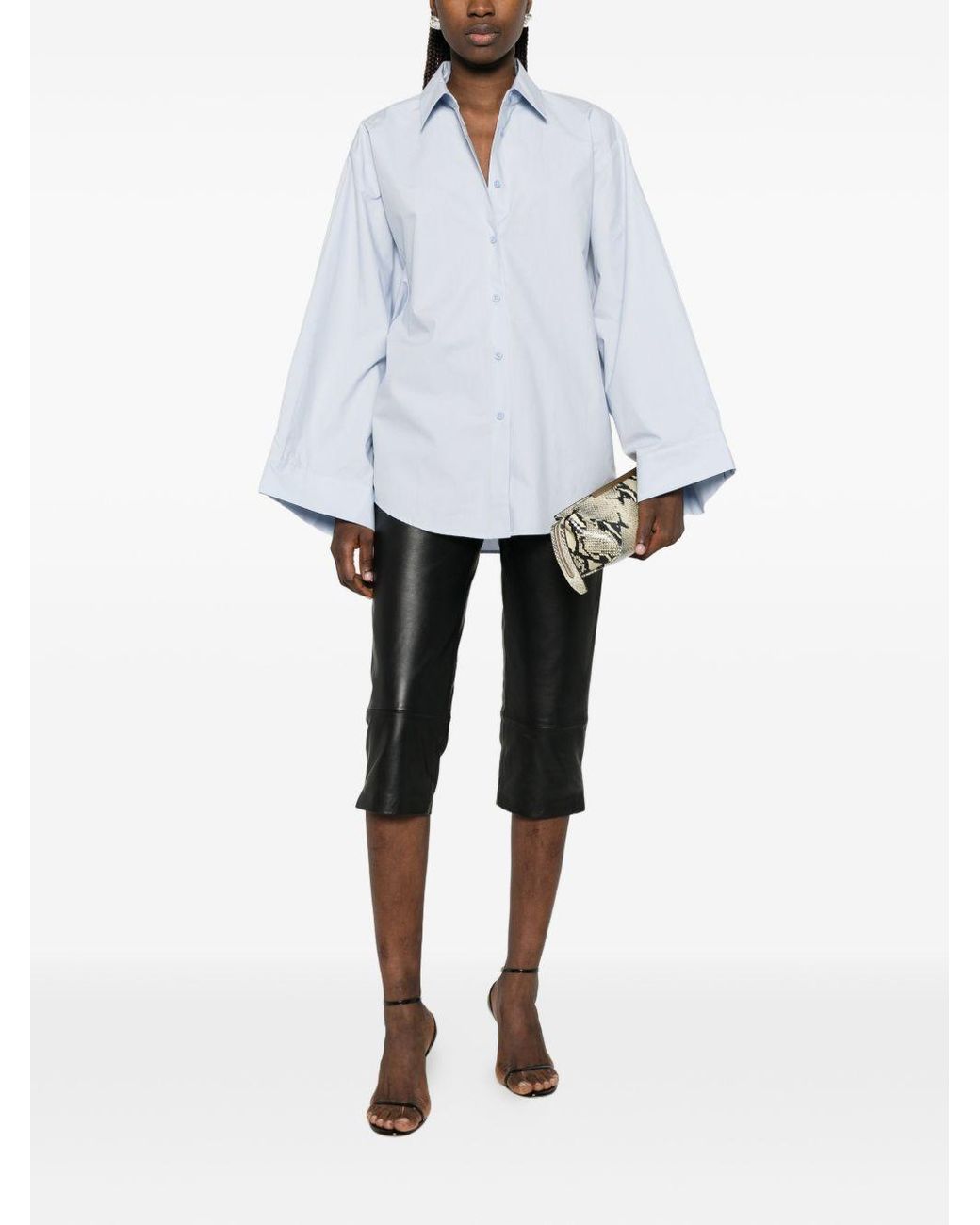 Frankie Shop Blue Tila Wide Sleeve Shirt