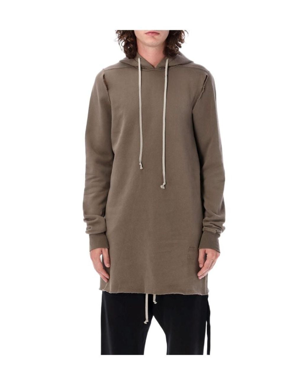 Rick Owens Brown Cut-Out Detailed Long Hoodie for men