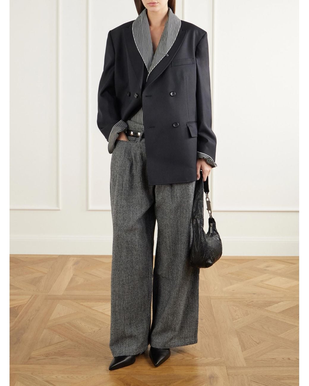 R13 Gray Wool Wide-Leg Pants