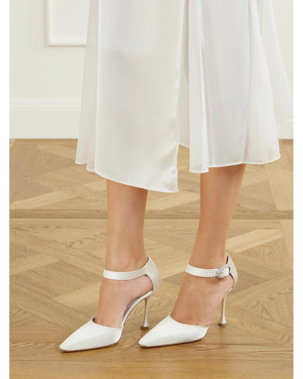 Manolo Blahnik White Satin High Heels