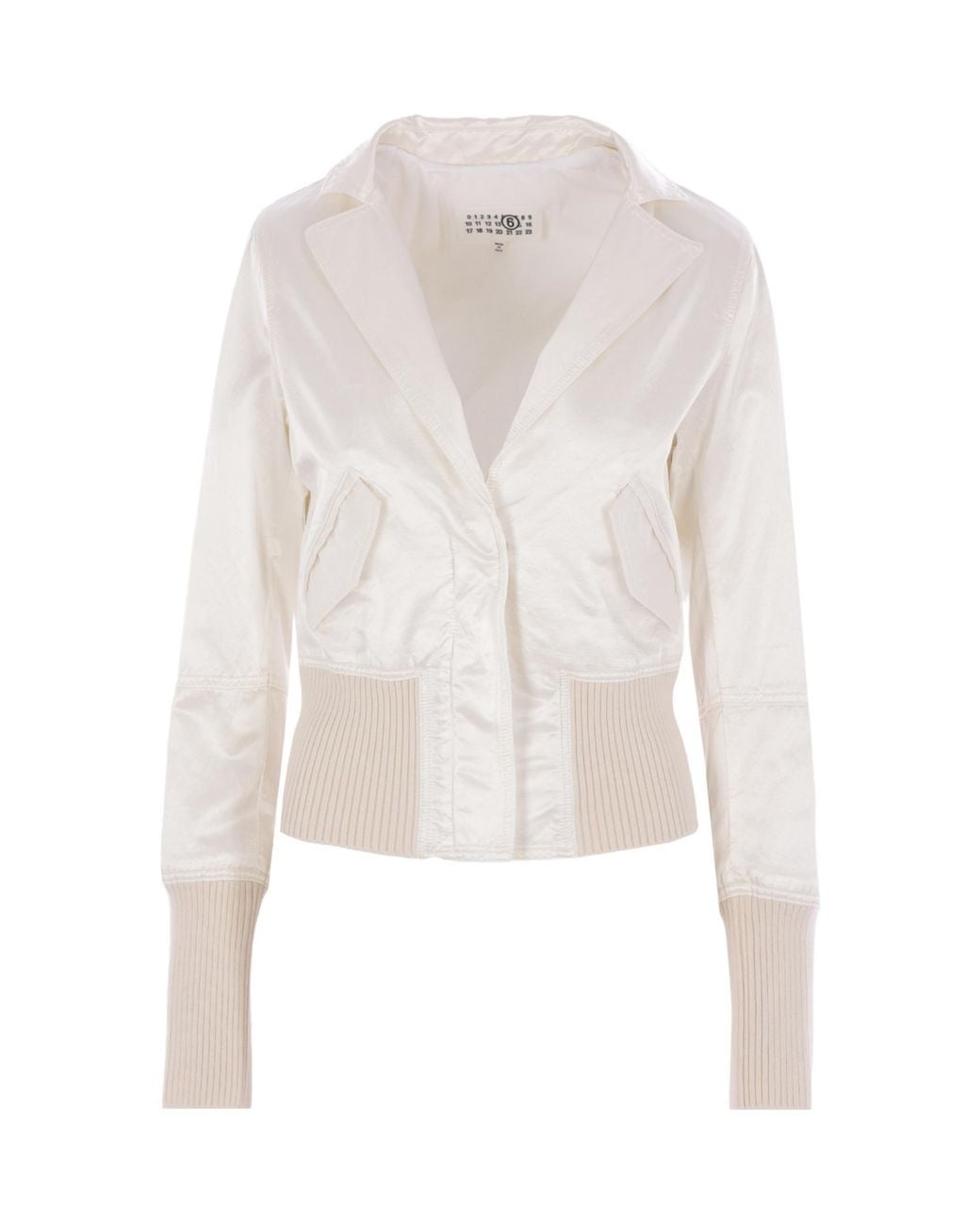 MM6 by Maison Margiela White Satin-Finish Bomber Jacket