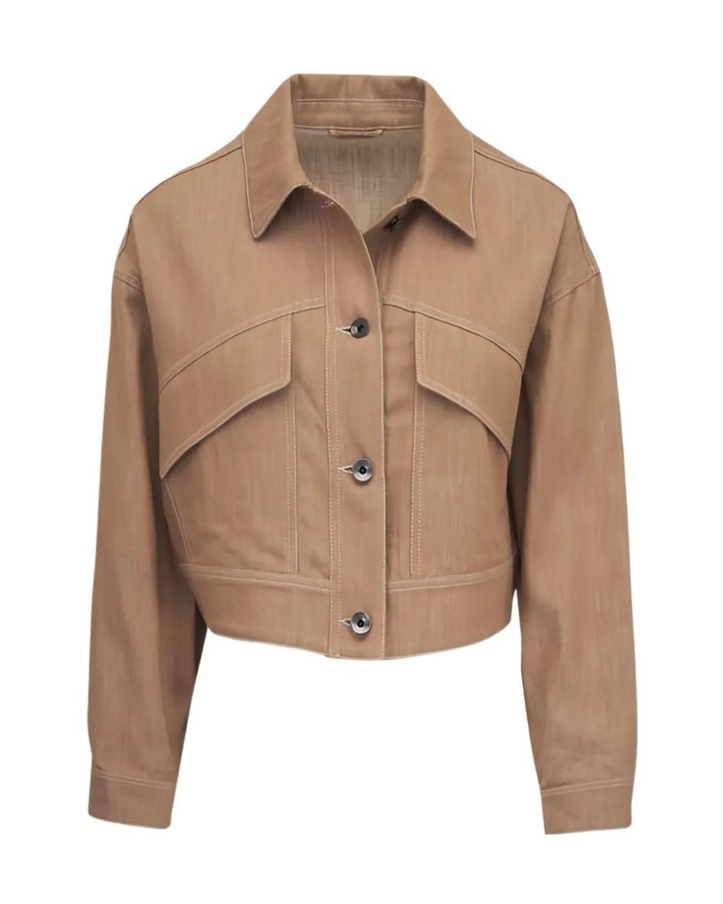 Brunello Cucinelli Brown Denim-Effect Twill Outerwear Jacket