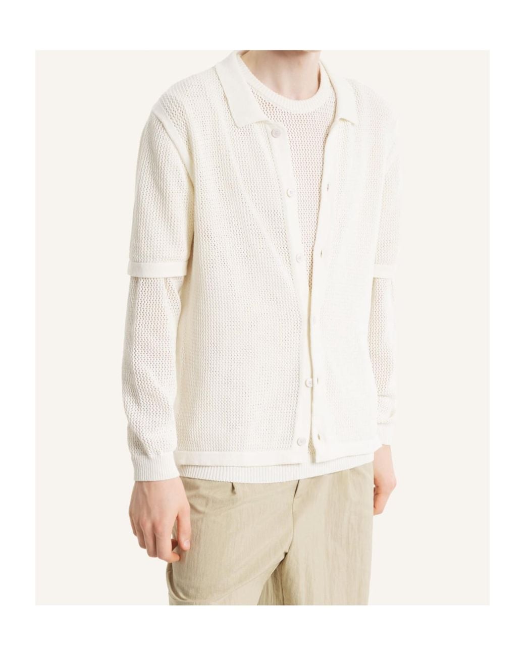 Maison Kitsuné White Maison Kitsuné Open-Knit Short Sleeved Cardigan for men