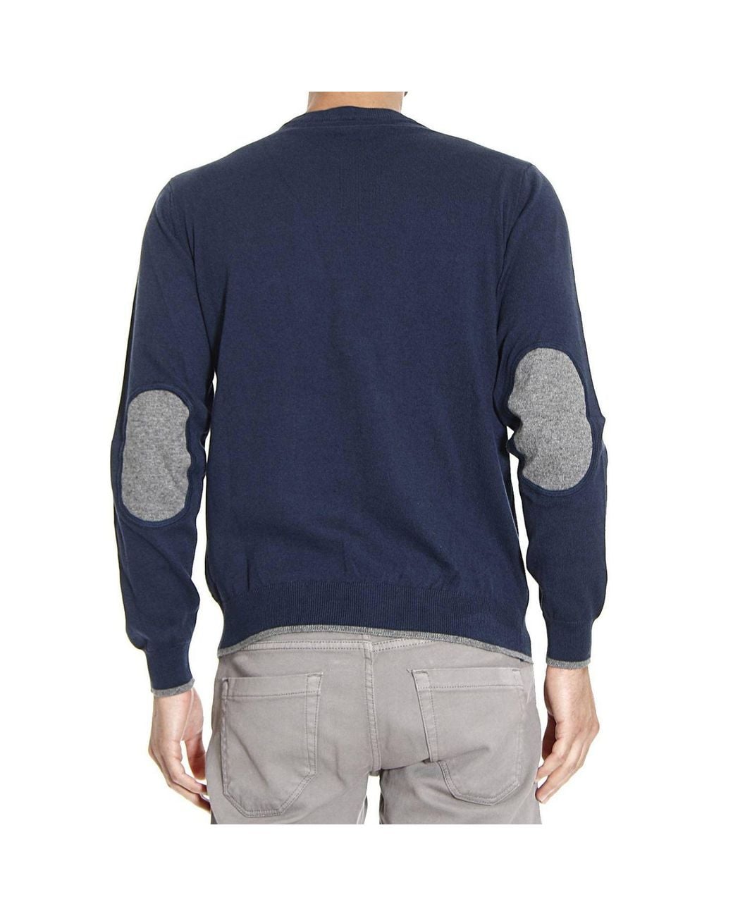 Armani Jeans Blue Round-Necked Logo Pullover for men