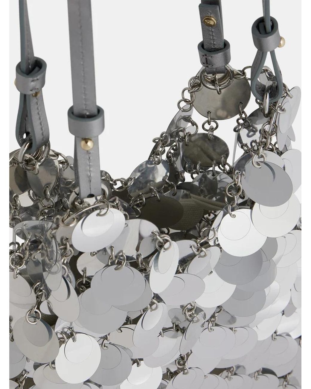 Rabanne White Sequinned Open Top Large Shoulder Bag