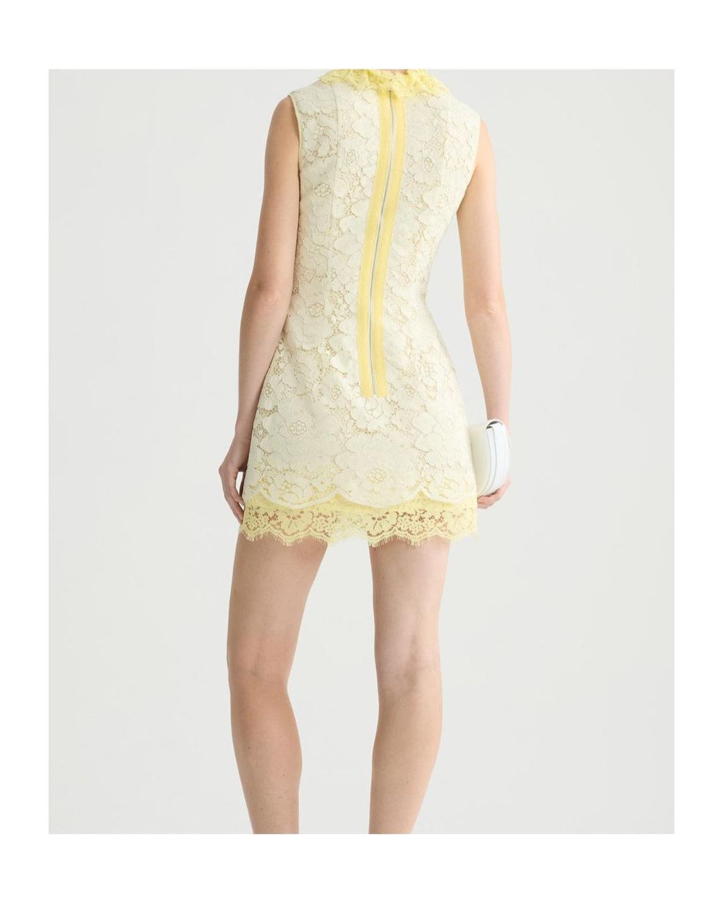 Patou Yellow Lace Ruffled Mini Dress