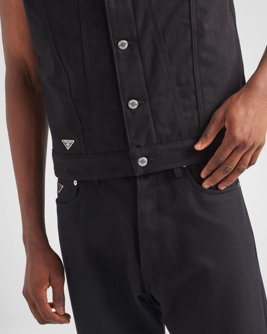 Prada Black Sleeveless Denim Jacket for men