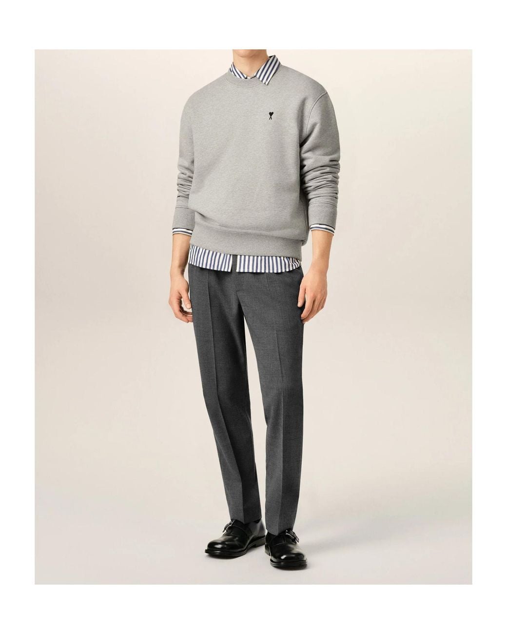 AMI Gray Ami Elasticated Waistband Straight Leg Trousers for men