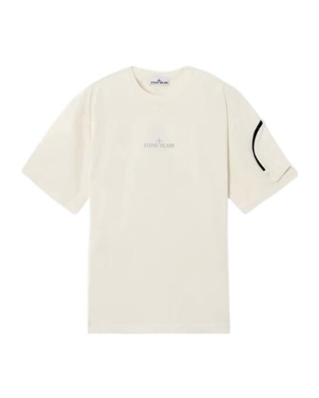 Stone Island White Crewneck Pocket T-Shirt for men