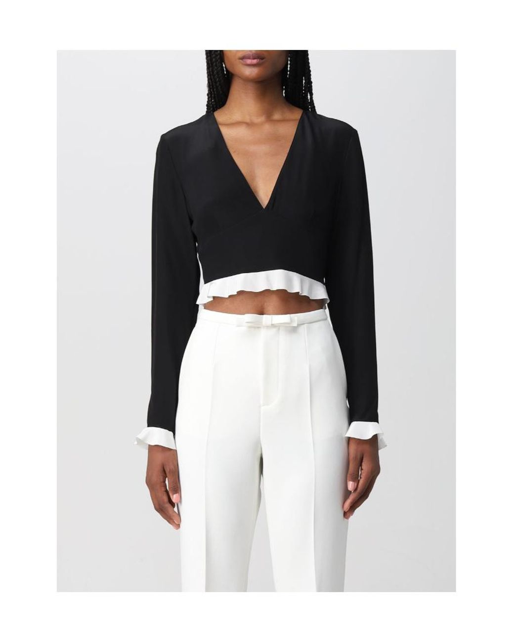 RED Valentino Black V-Neck Blouse