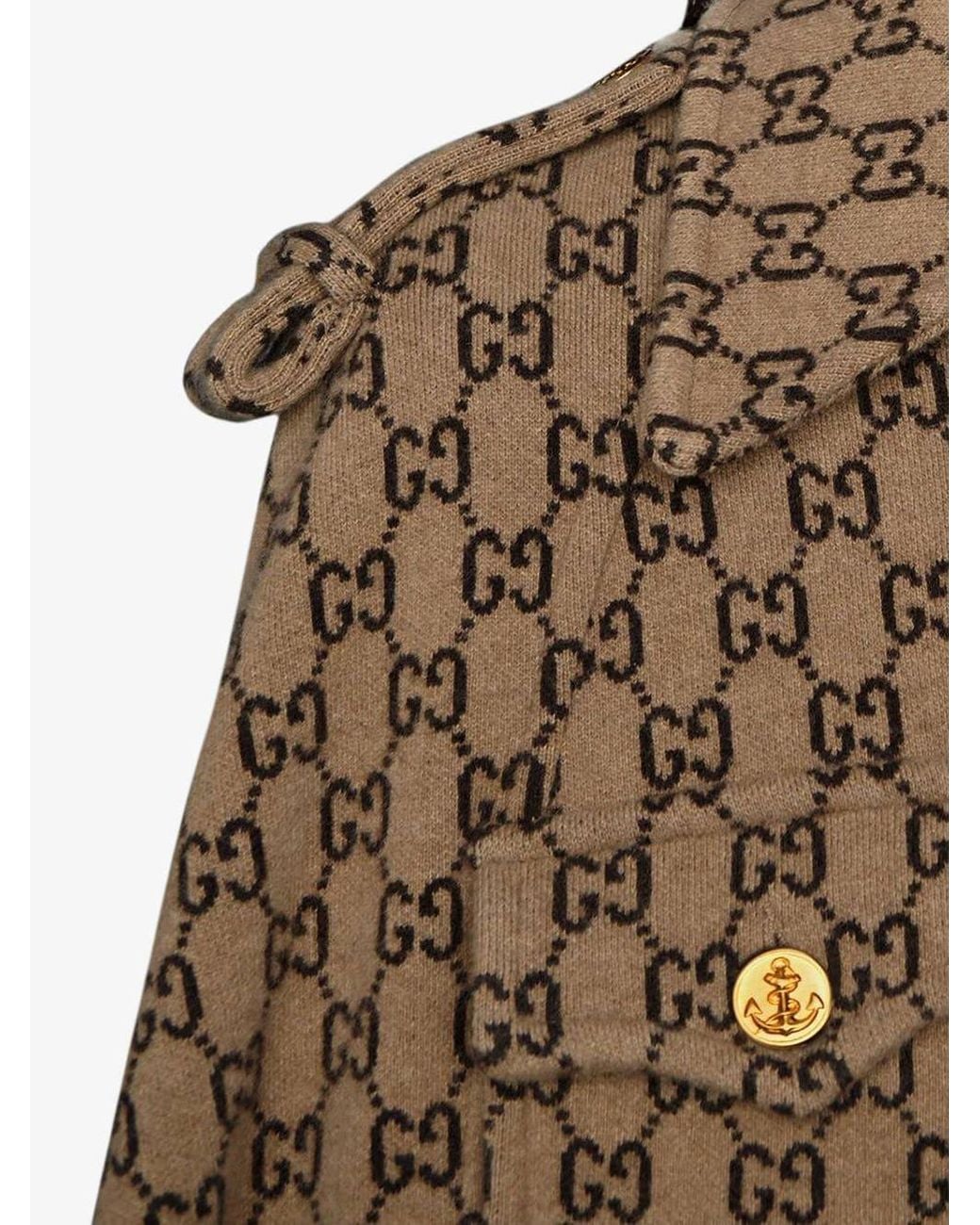 Gucci Brown Gg Wool Cape