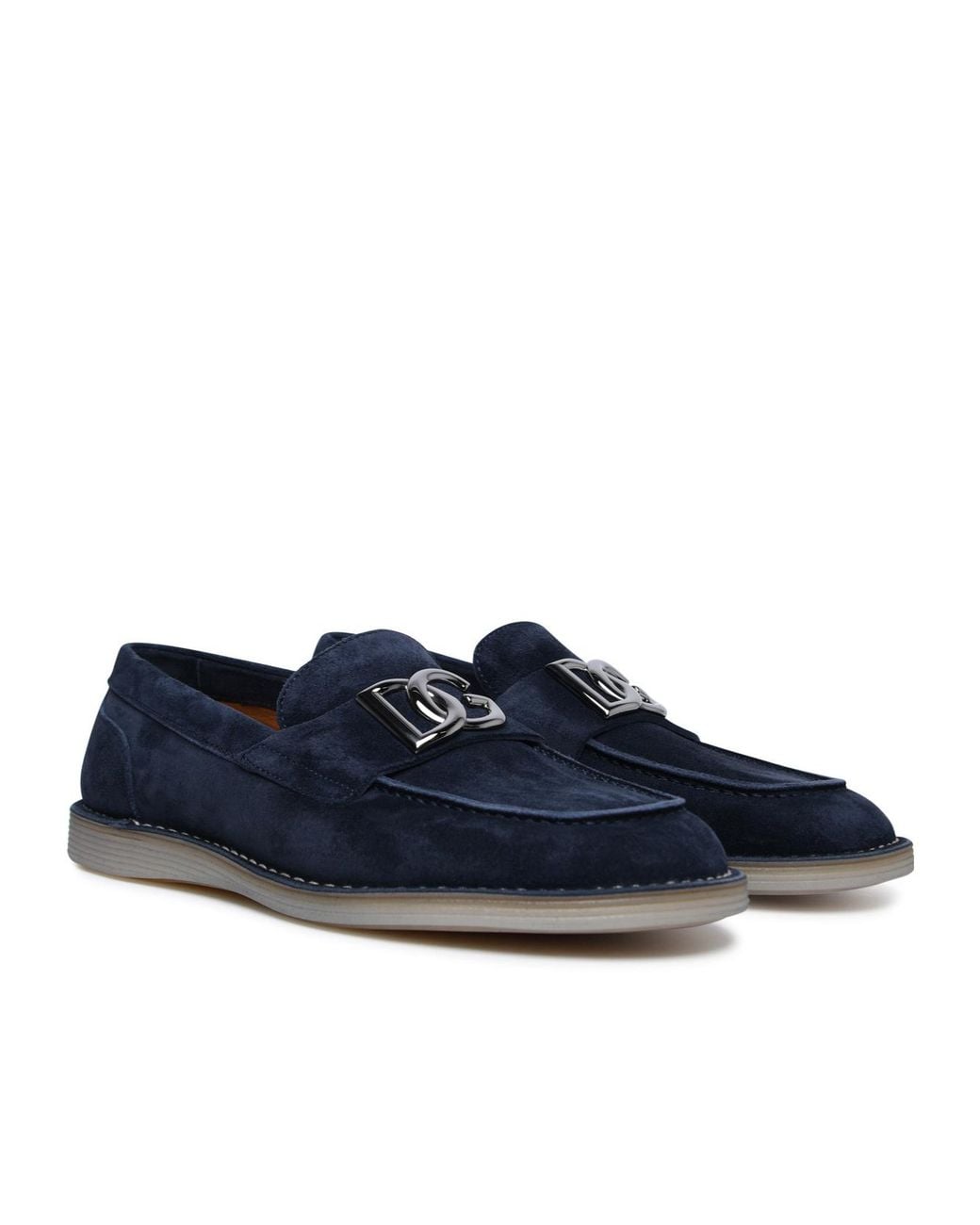 Dolce & Gabbana Blue Dg Logo Plaque Loafers for men
