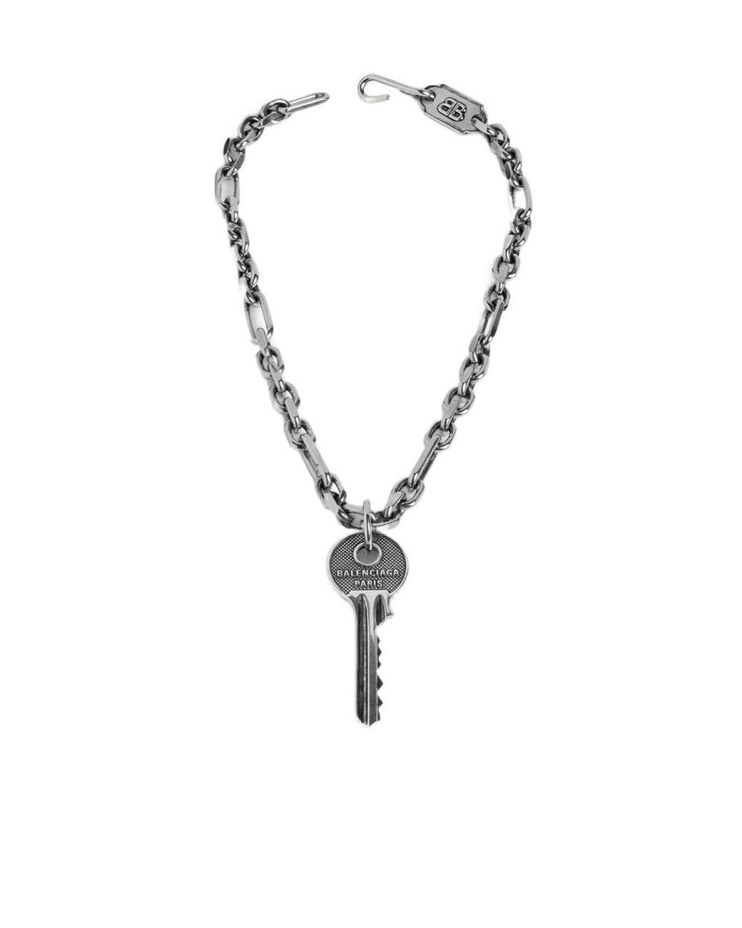Balenciaga White Neverlost Thin Necklace for men