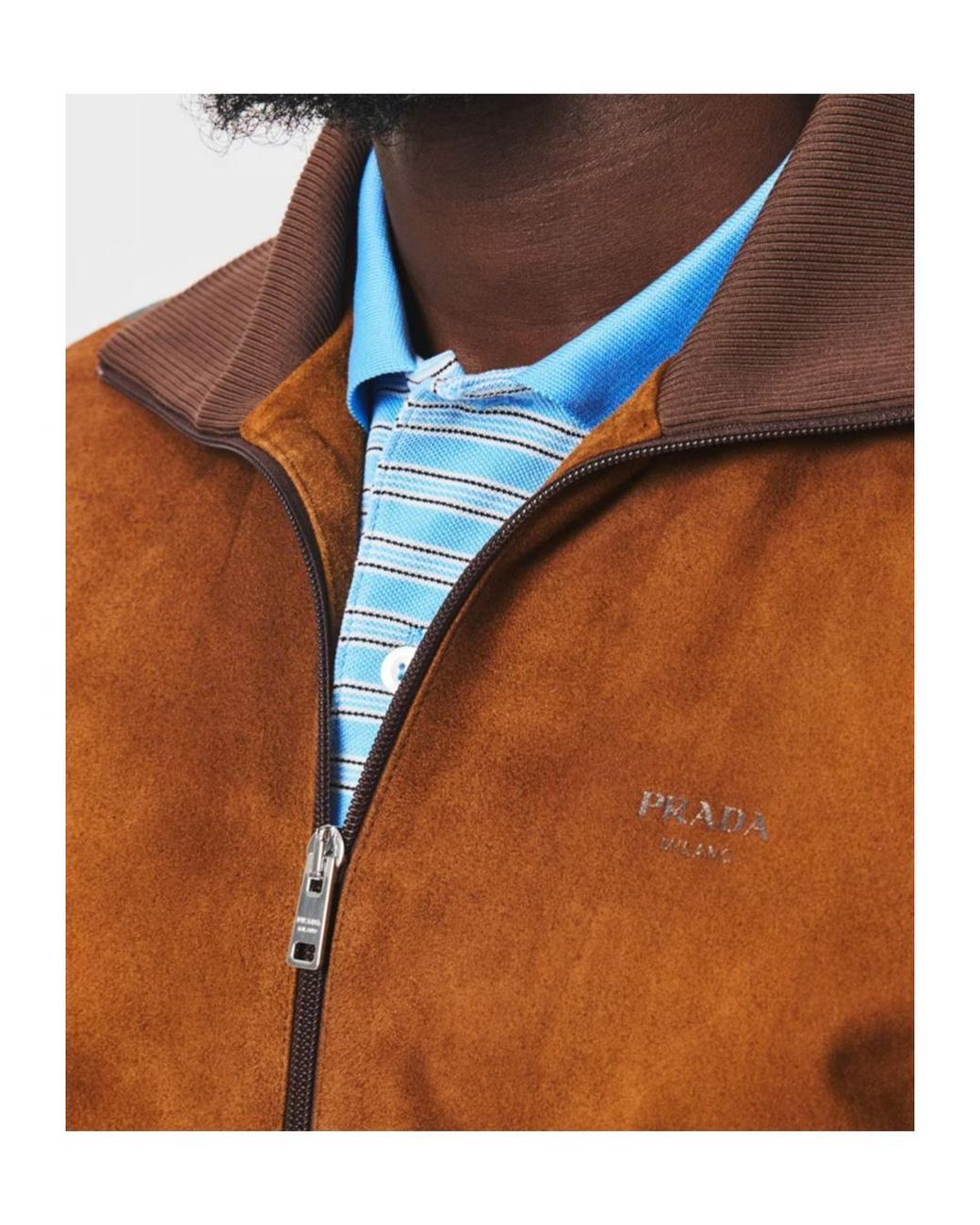 Prada Brown Suede Blouson Jacket for men