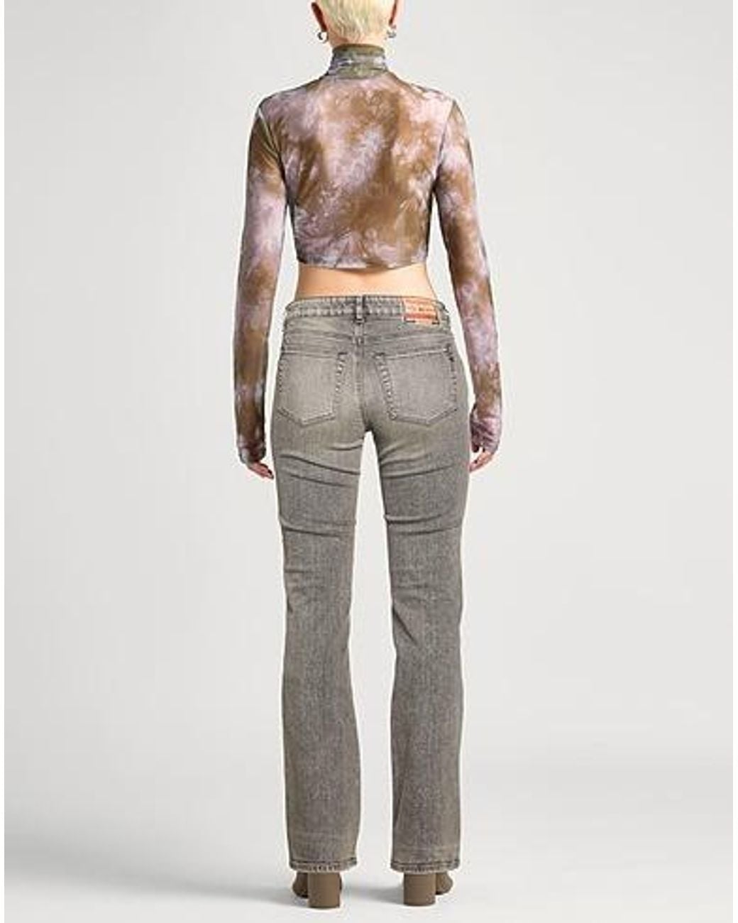 DIESEL Gray Stretch Denim Flared Pants