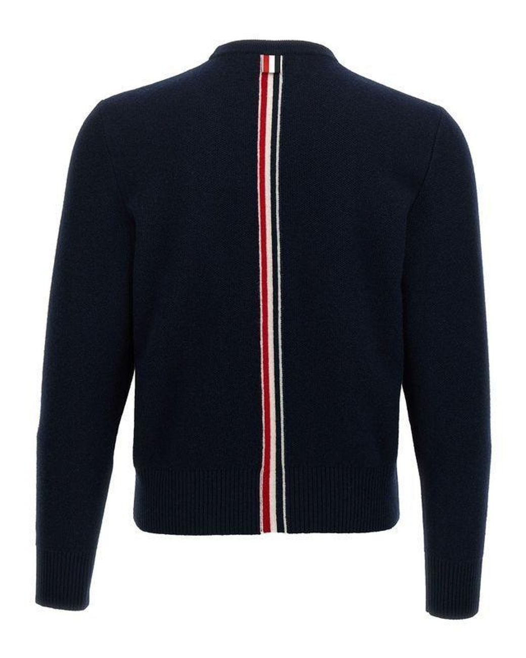 Thom Browne Blue Rwb Stripe V-Neck Knitted Cardigan for men