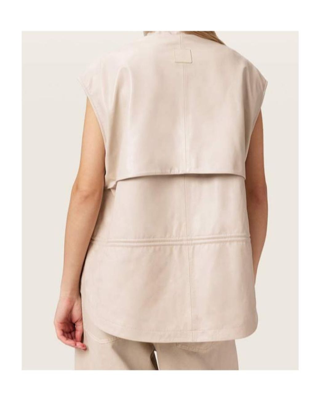 AllSaints Natural Flor High-Neck Sleeveless Waistcoat