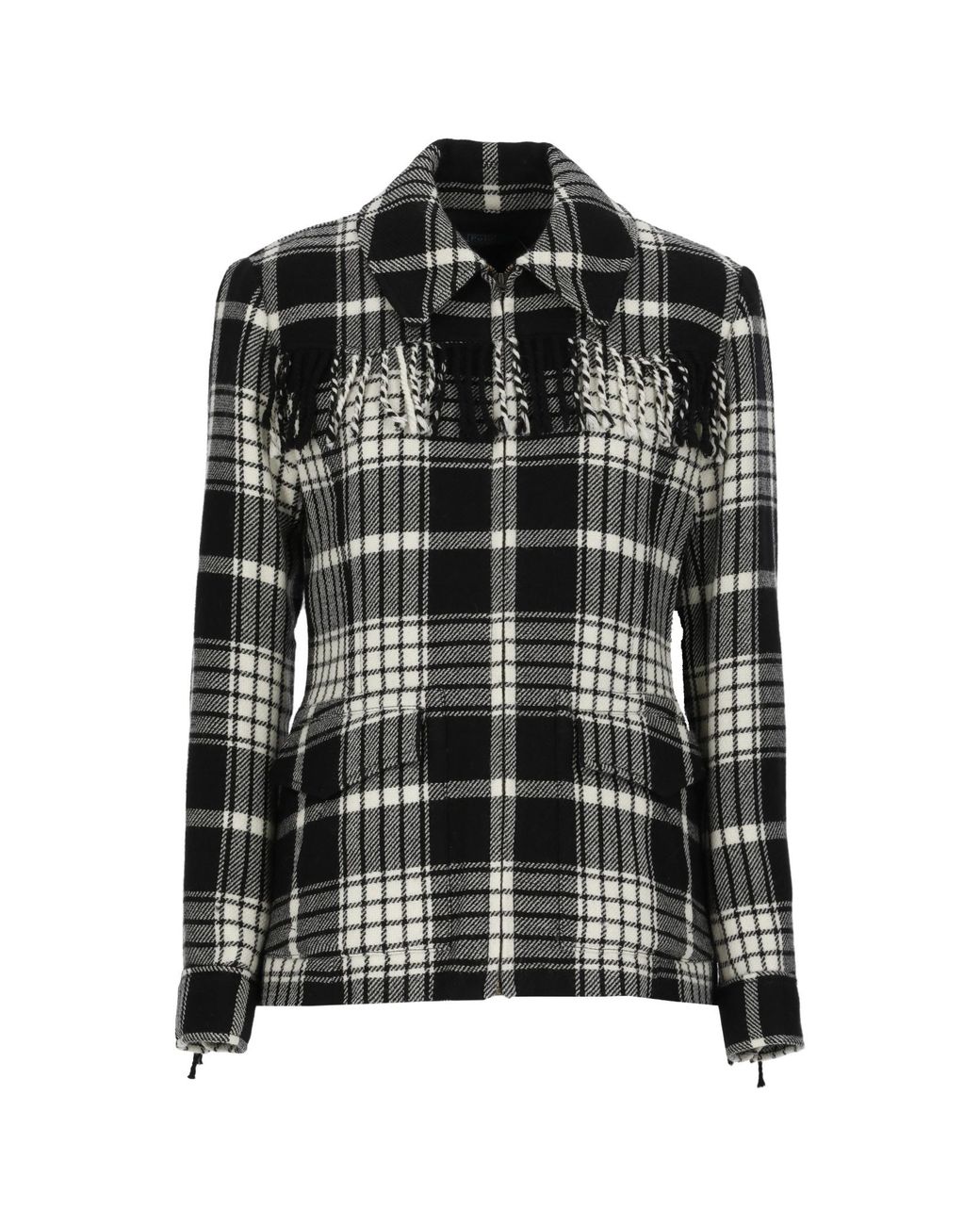 Polo Ralph Lauren Black Plaid Fringe-Trim Jacket