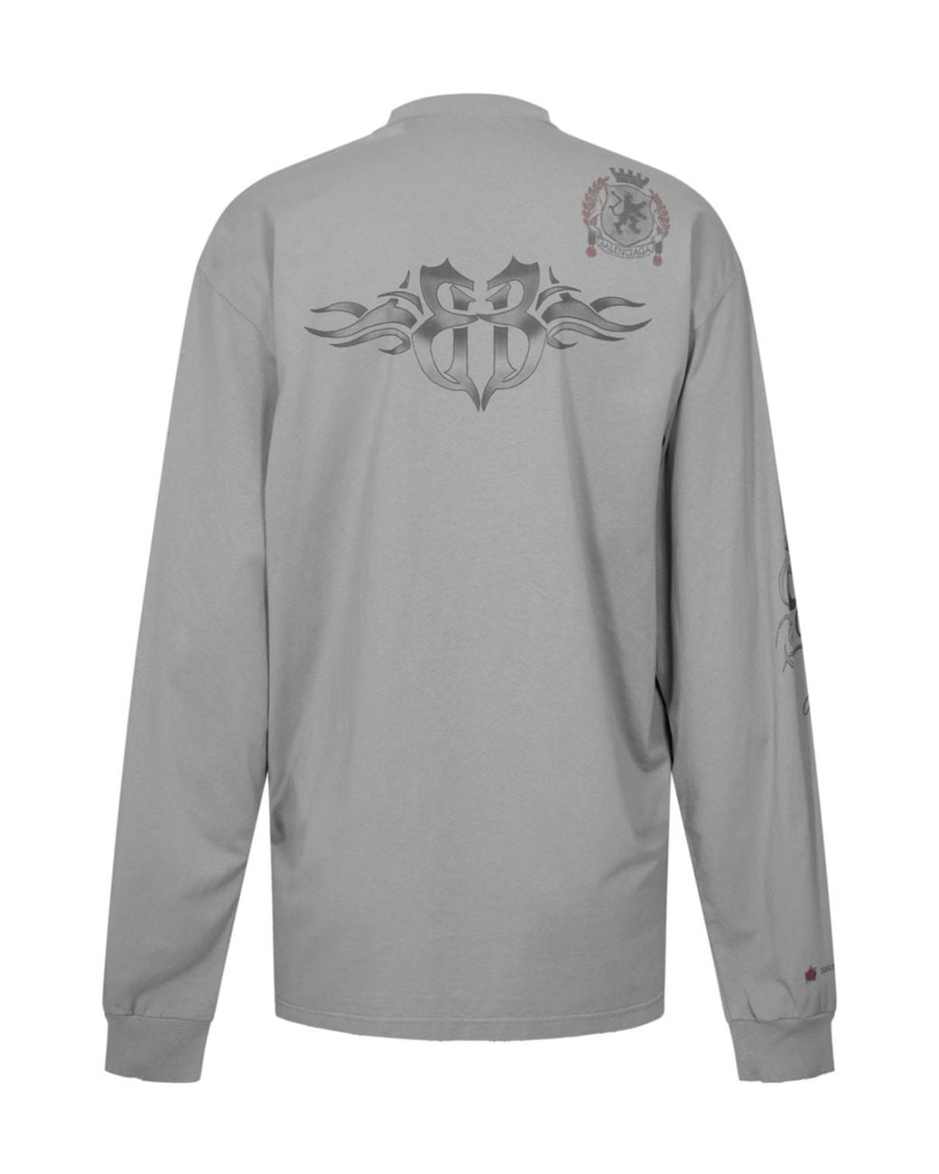 Balenciaga Gray Printed Long-Sleeved T-Shirt for men
