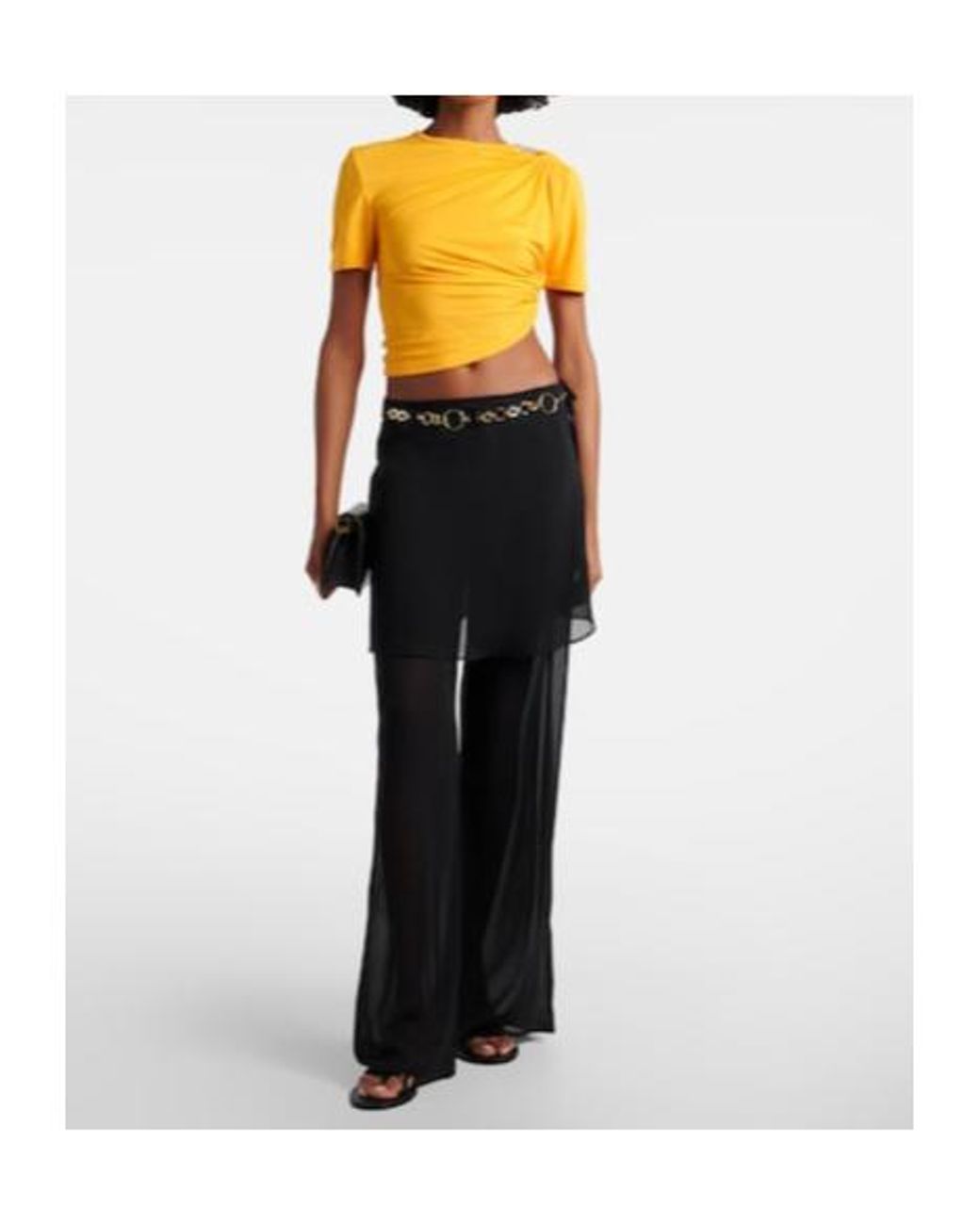 Christopher Esber Black Belted Silk Wide-Leg Pants