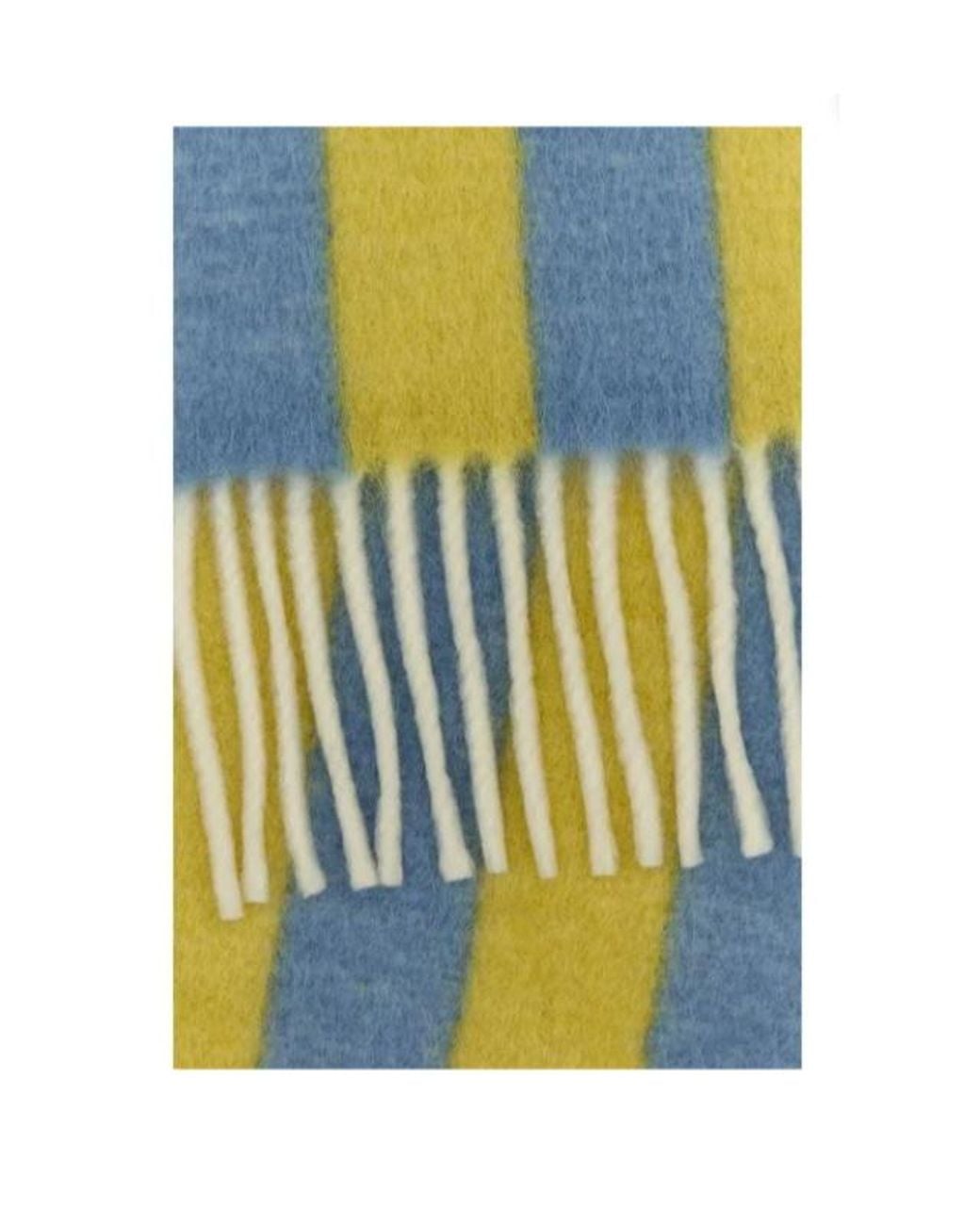 Marni Blue Logo Patch Fringed Scarf