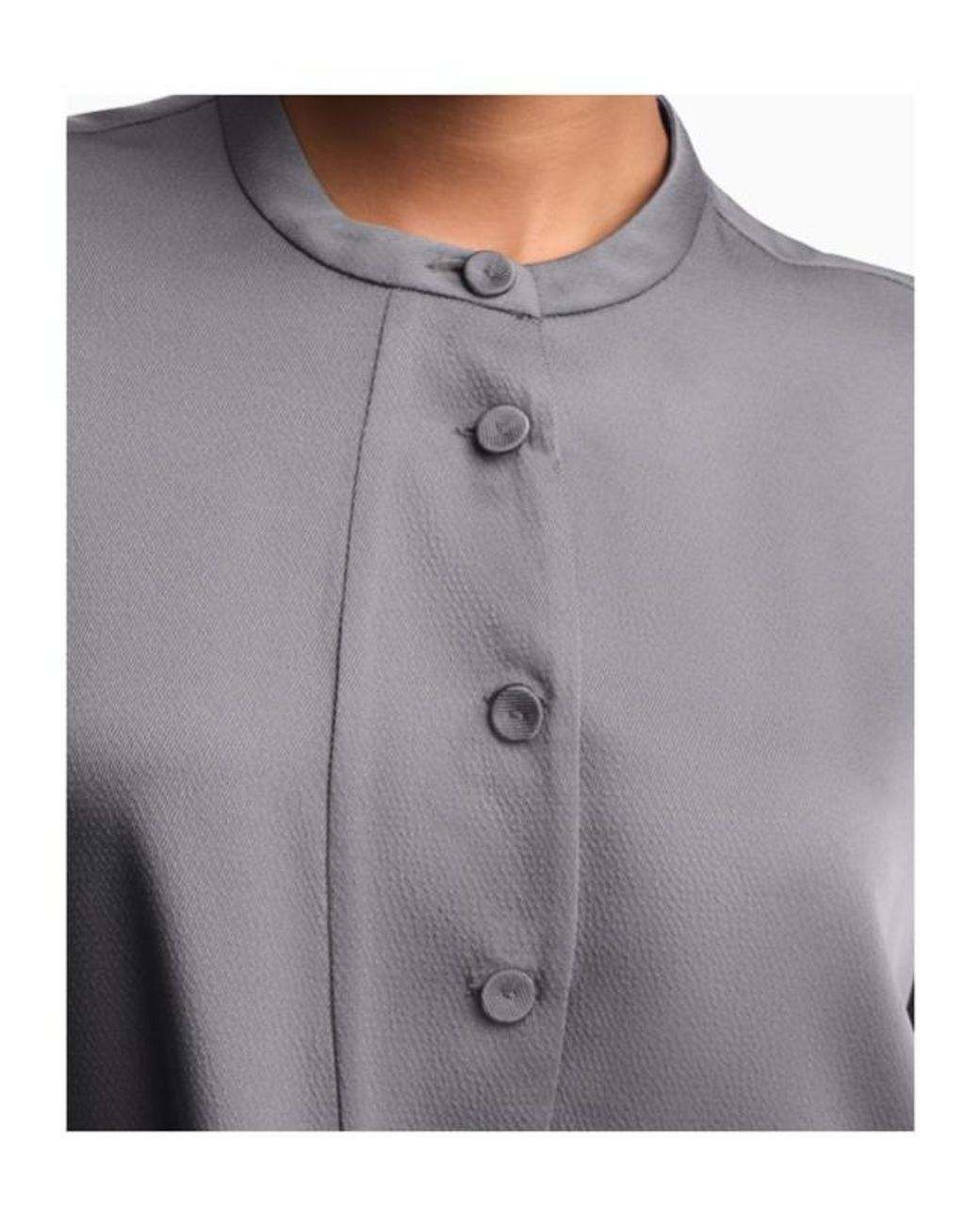 Emporio Armani Gray Long-Sleeved Crewneck Blouse