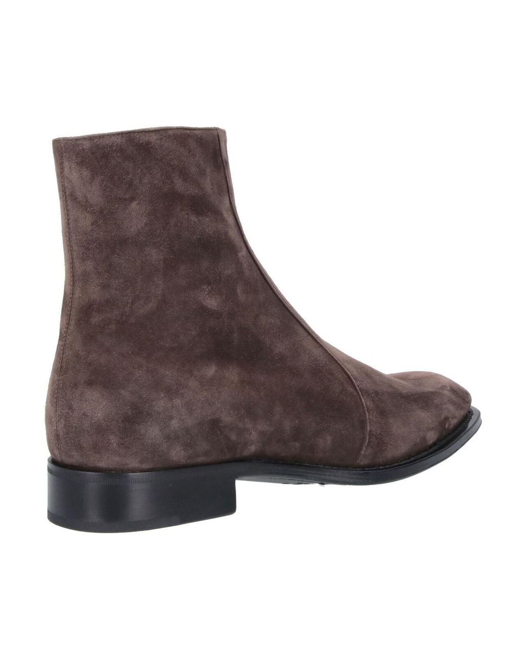 Saint Laurent Brown Almond Toe Ankle Boots for men
