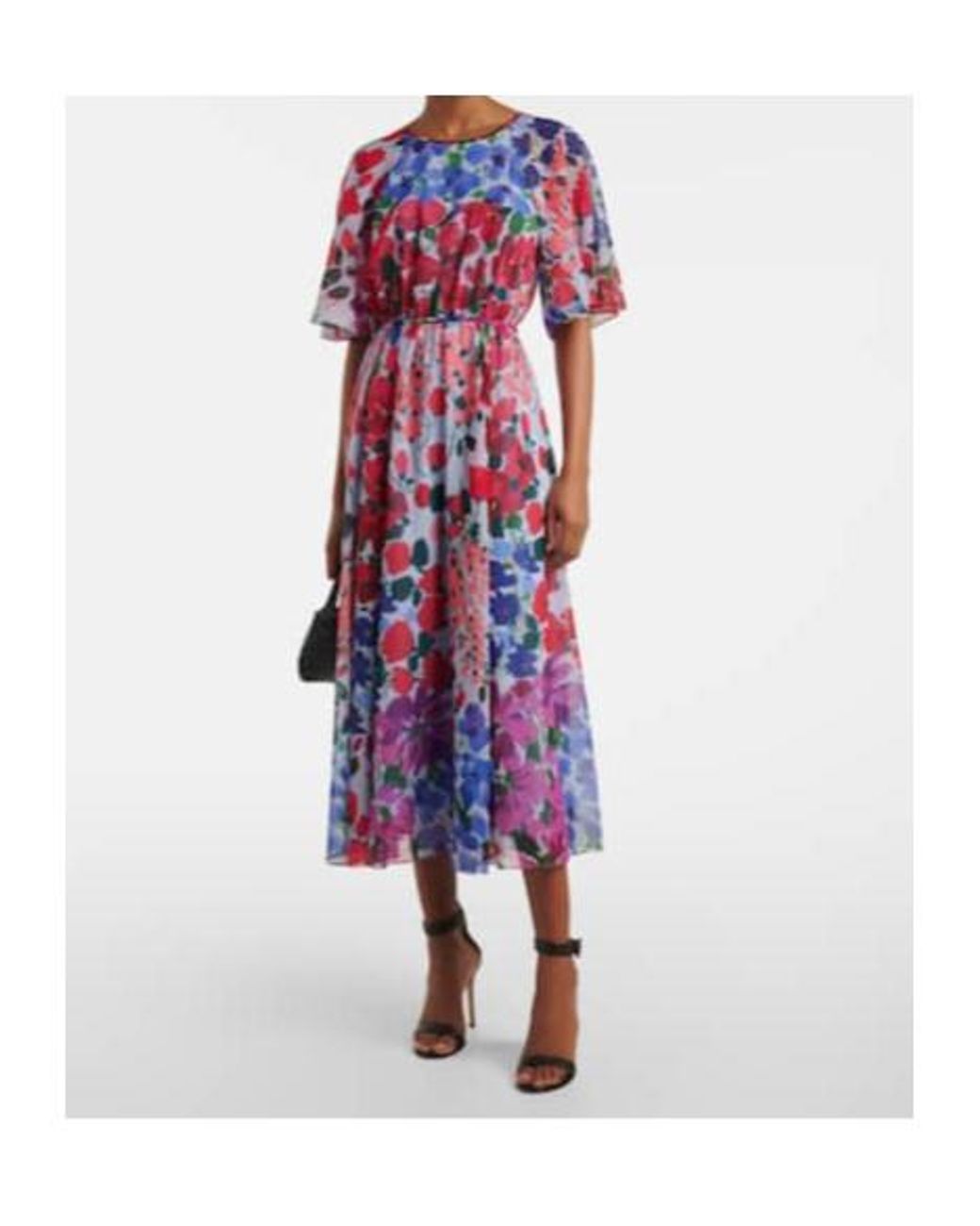 Carolina Herrera Multicolor Floral Gathered Midi Dress