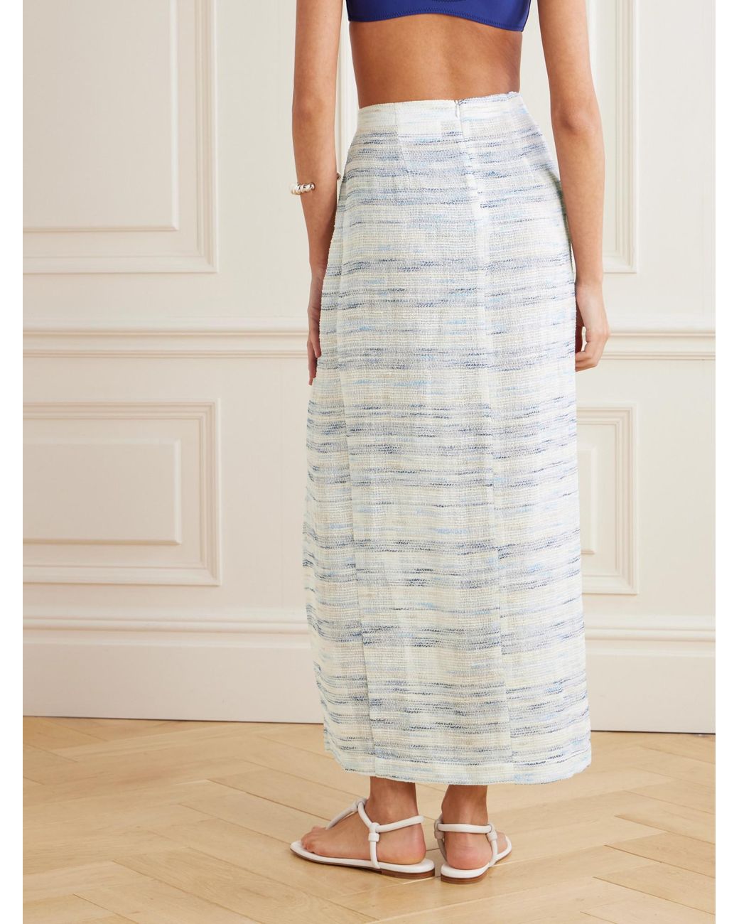 Lisa Marie Fernandez White Lightweight Striped Wrap Dress