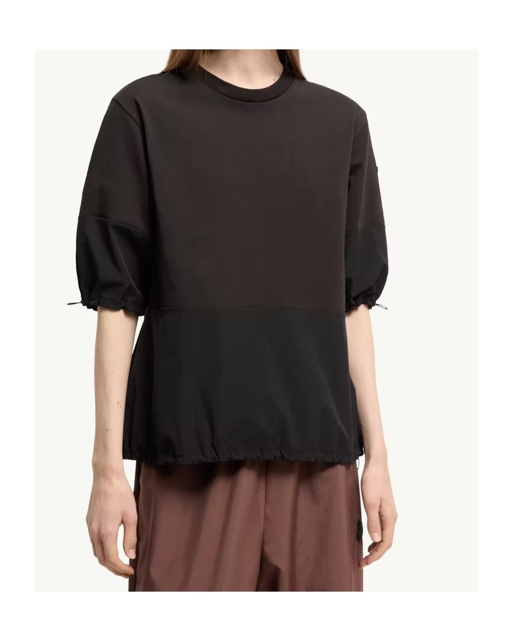 Moncler Black Cotton Ripstop T-Shirt