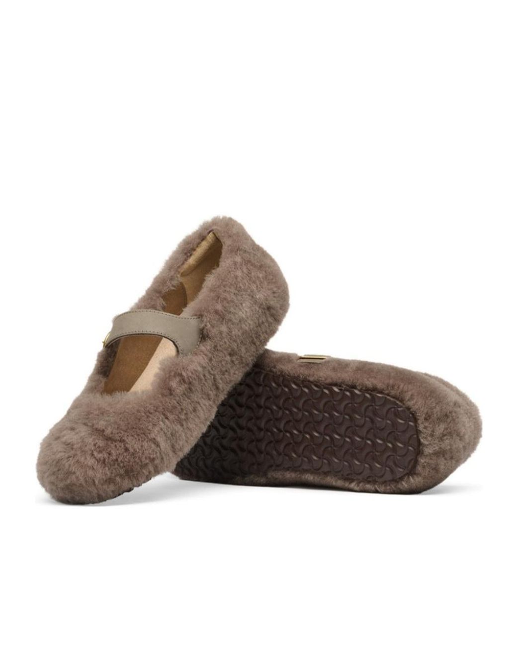 Birkenstock Brown Furry Buckled Clogs