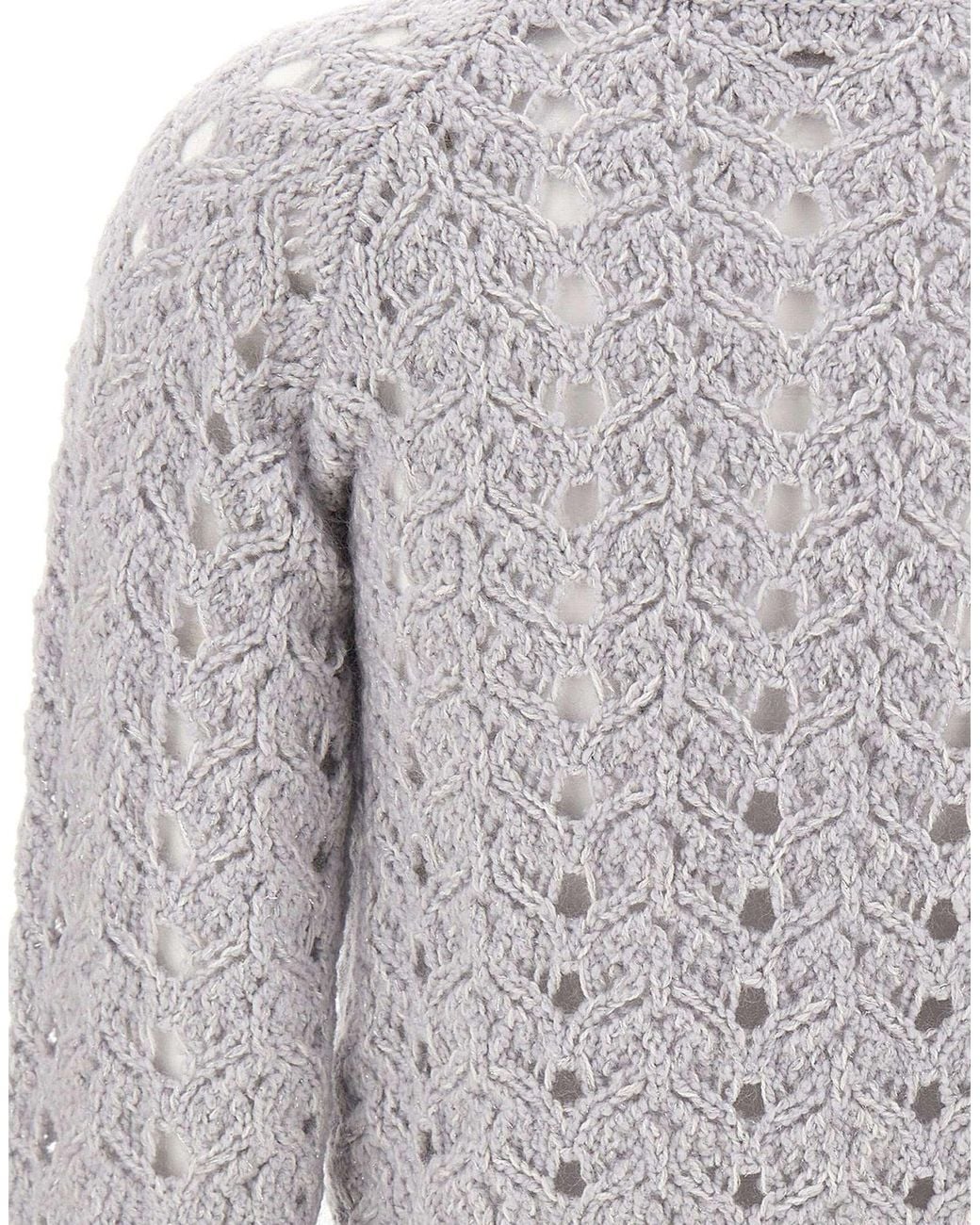 Eleventy Gray Openwork Cable Knitted Sweater