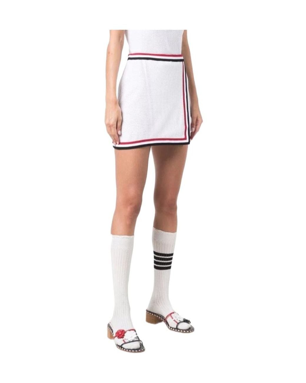 Thom Browne White Rwb Striped Wrap Skirt